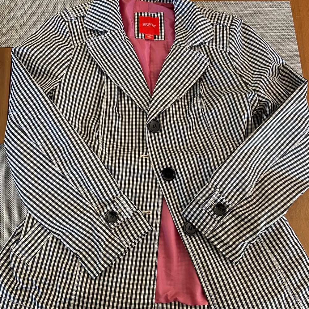 Esprit black and white gingham raincoat